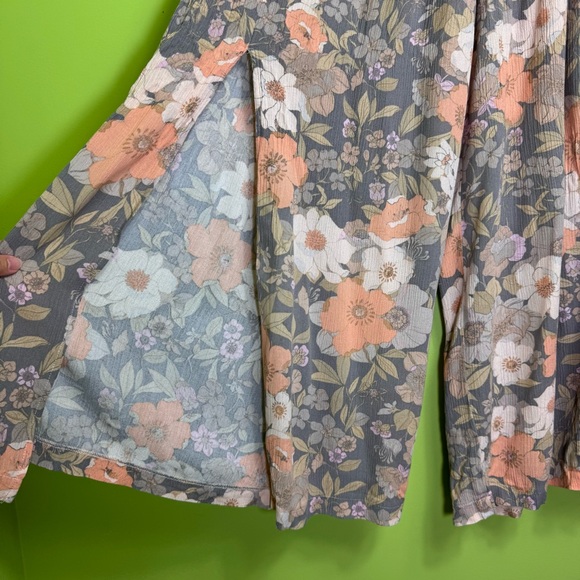 Andthewhy rayon floral stretch waistband open slit pants size M Pit - Picture 5 of 10